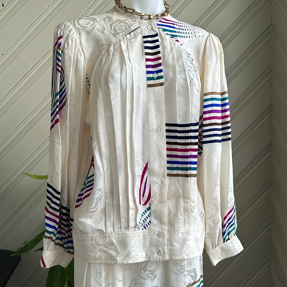 v i n t a g e... Argenti Silk Skirt and Blouse Size 12 - Picture 9 of 17
